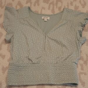 True Craft Women's Light Blue Polka Dot Blouse